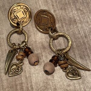 Vintage Southwestern Coin & Heart Earrings